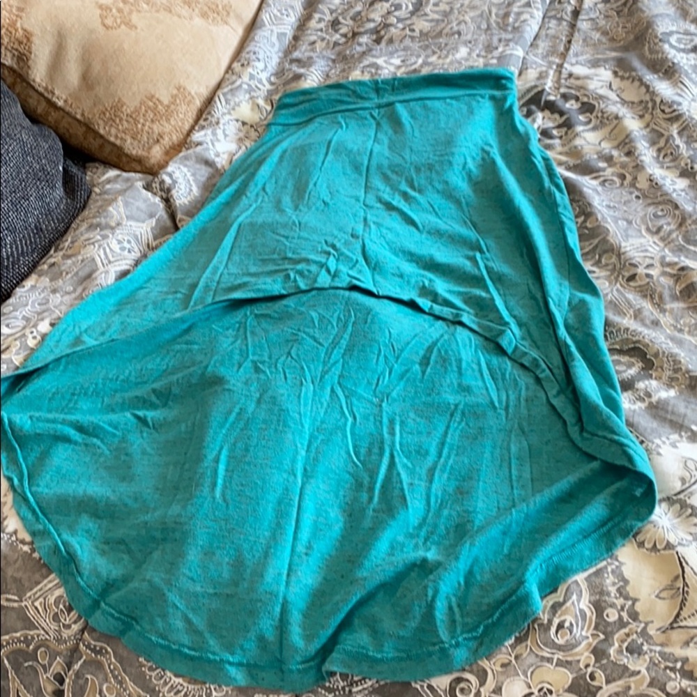 Alternative Apparel teal hi low skirt.